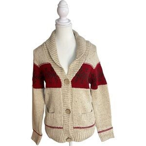 Mintee 16 Cowichan Cardigan Cream Red